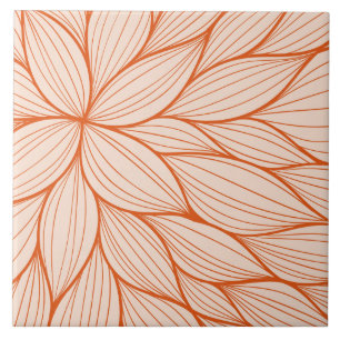 Orange Floral Design Ceramic Tile