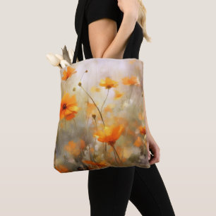 Orange Floral Dream Background Texture Tote Bag