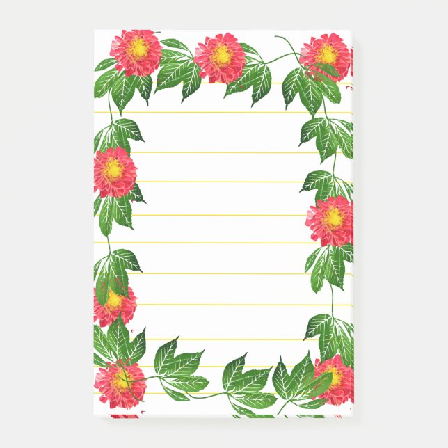 Orange Floral Frame  Post-it Notes (Front)