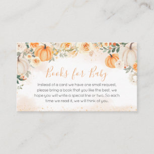 Orange Floral Greenery Pumpkin Books for Baby Enclosure Card