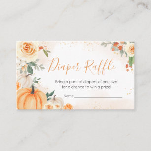 Orange Floral Greenery Pumpkin Diaper Raffle Enclosure Card