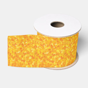 Orange floral grosgrain ribbon
