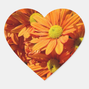 Orange floral heart sticker