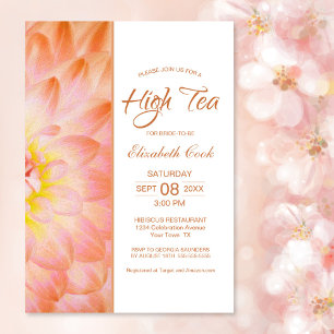 Orange Floral High Tea Bridal Shower Invitation