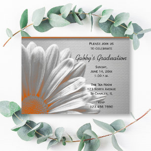 Orange Floral Highlights Graduation Party Invite