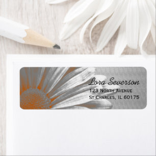 Orange Floral Highlights Return Address Return Address Label
