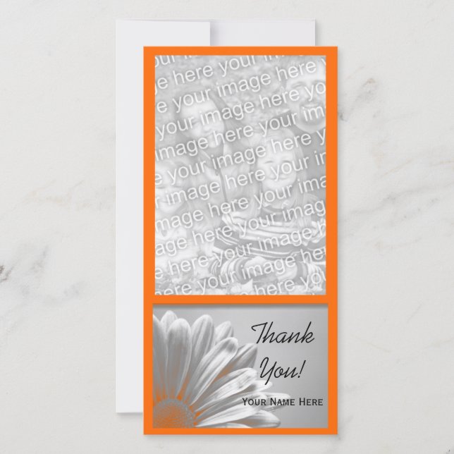 Orange Floral Highlights Thank You Card (Front)