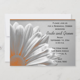Orange Floral Highlights Wedding Rehearsal Dinner Invitation