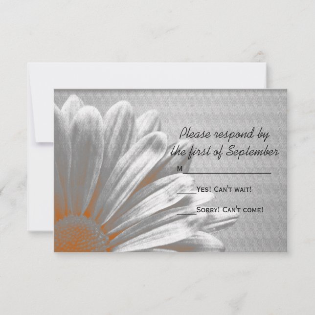 Orange Floral Highlights Wedding RSVP Response (Front)