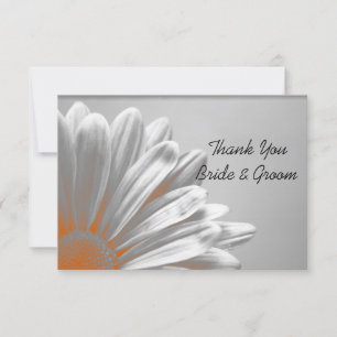 Orange Floral Highlights Wedding Thank You Notes