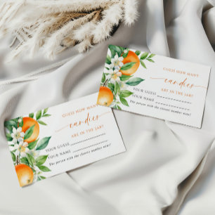 Orange Floral How Many Candies Shower Game card
