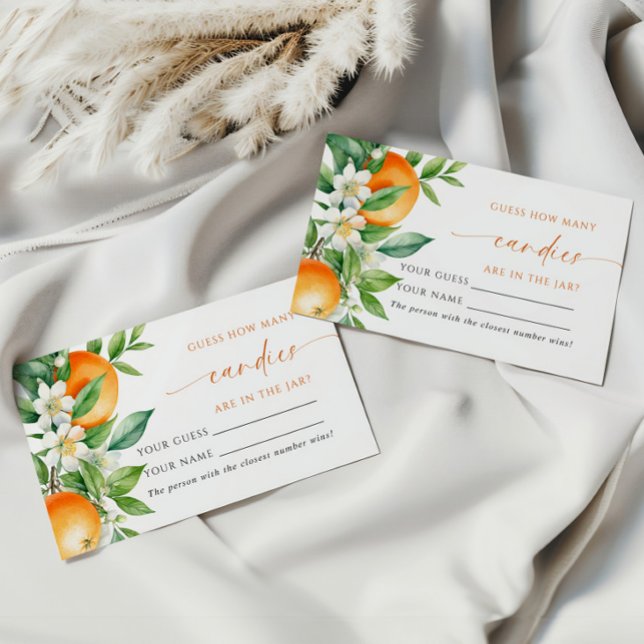 Orange Floral How Many Candies Shower Game card (Creator Uploaded)