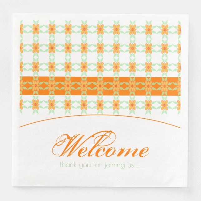 Orange Floral Large Napkin (Front)