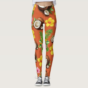 Orange Floral Leggings