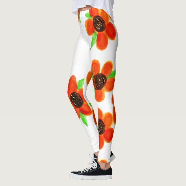 Orange Floral Leggings (Left)