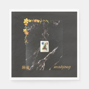 Orange floral mahjong napkin