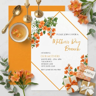 Orange Floral Mother's Day Brunch Invitation