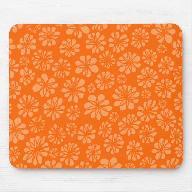 Orange Floral Mouse Pad (Front)