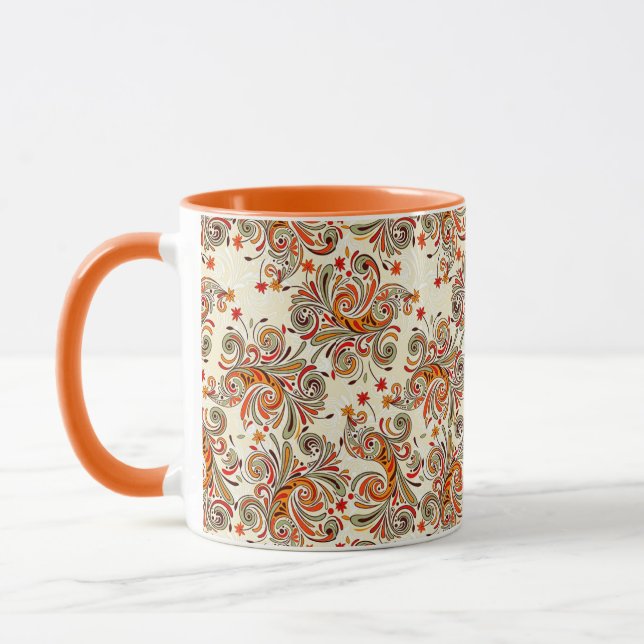 Orange floral mug (Left)