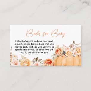 Orange Floral Pumpkin Baby Shower Books for Baby Enclosure Card