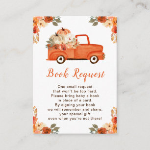 Orange Floral Pumpkin Truck Baby Show Book Request Enclosure Card