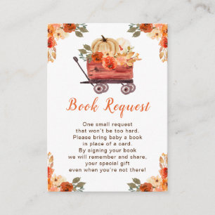 Orange Floral Pumpkin Truck Baby Show Book Request Enclosure Card