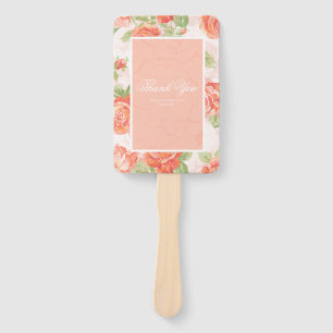 Orange floral rose hand fan
