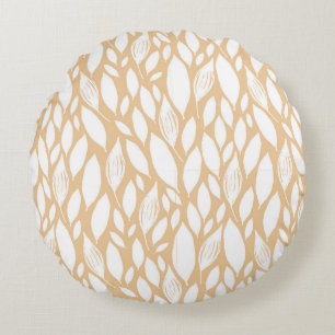 Orange Floral  Round Cushion