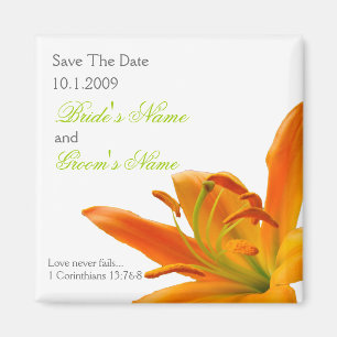Orange Floral Save the Date magnet 3