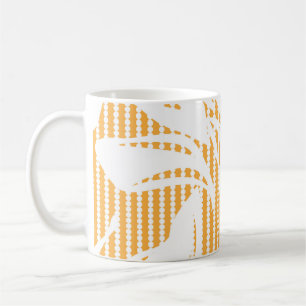 Orange Floral seamless pattern with striped backgr Coffee Mug