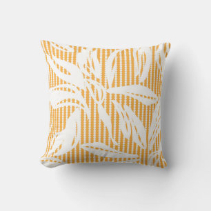 Orange Floral seamless pattern with striped backgr Cushion