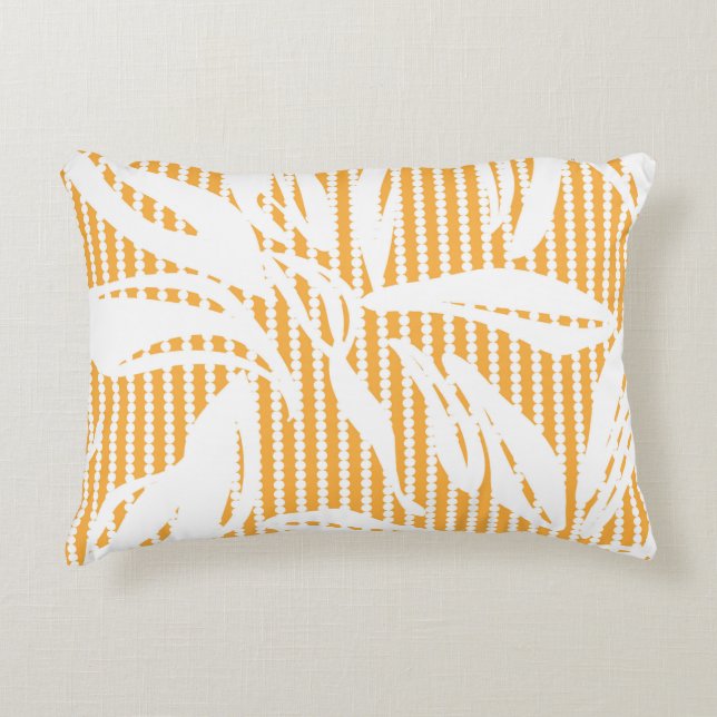 Orange Floral seamless pattern with striped backgr Decorative Cushion (Front)
