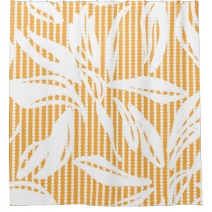 Orange Floral seamless pattern with striped backgr Shower Curtain