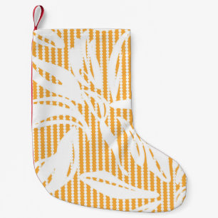 Orange Floral seamless pattern with striped backgr Small Christmas Stocking