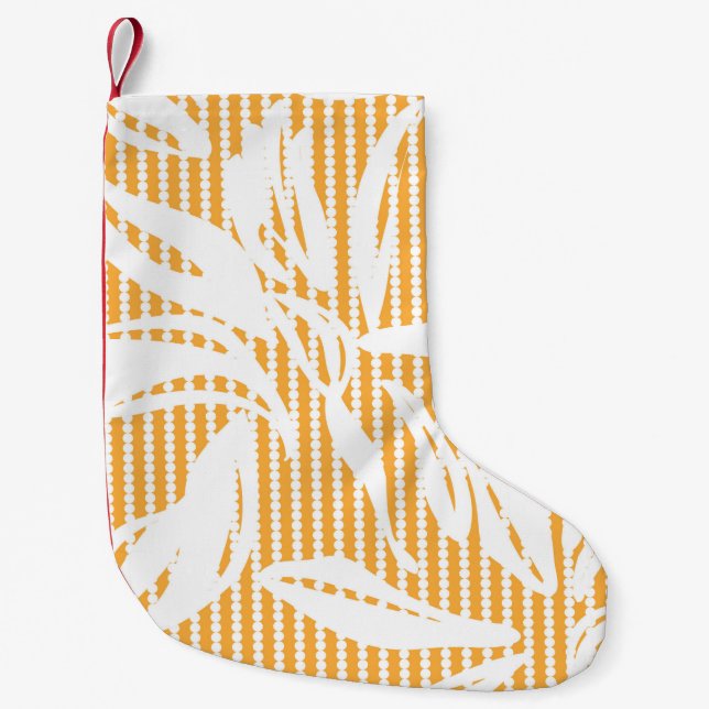 Orange Floral seamless pattern with striped backgr Small Christmas Stocking (Front)