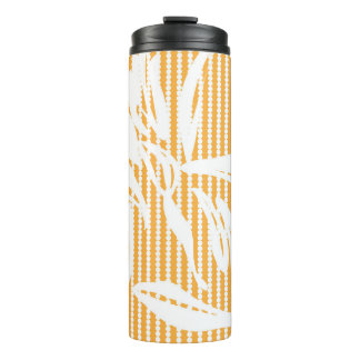 Orange Floral seamless pattern with striped backgr Thermal Tumbler