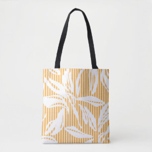 Orange Floral seamless pattern with striped backgr Tote Bag
