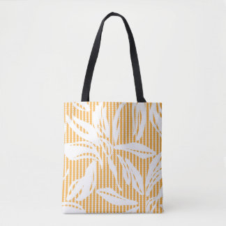 Orange Floral seamless pattern with striped backgr Tote Bag