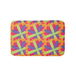 Orange floral shapes illustration bath mat