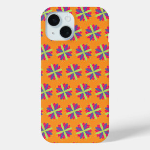 Orange floral shapes illustration iPhone 15 case