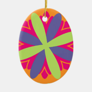 Orange floral shapes illustration ceramic ornament