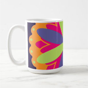 Orange floral shapes illustration coffee mug