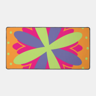 Orange floral shapes illustration desk mat
