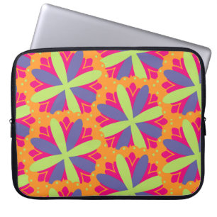 Orange floral shapes illustration laptop sleeve
