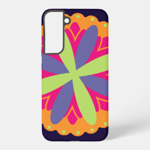 Orange floral shapes illustration samsung galaxy case