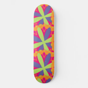Orange floral shapes illustration skateboard