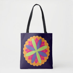 Orange floral shapes illustration tote bag