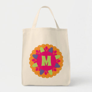 Orange floral shapes illustration tote bag