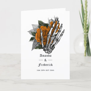 Orange Floral Skeleton Gothic Wedding Program