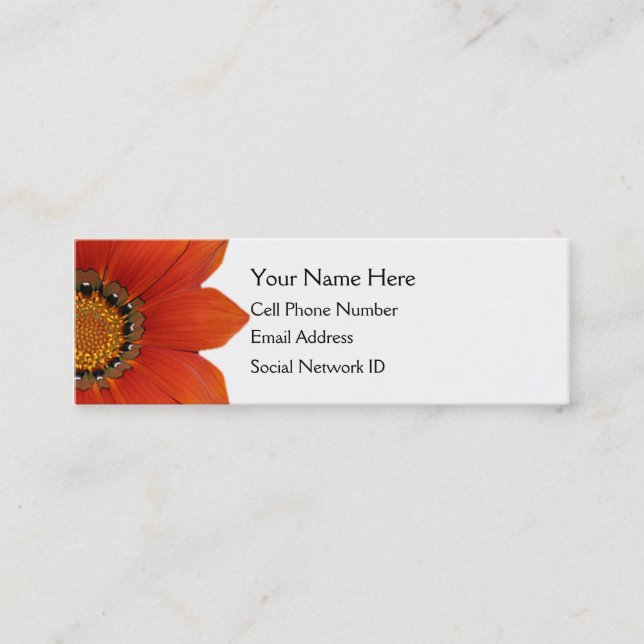 Orange Floral Skinny Profile Card (Front)